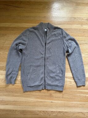 Zara boys's Gray Full-Zip Knit Sweater Cardigan
